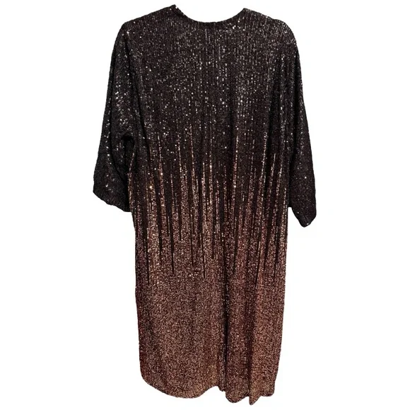Torrid Hi-Lo Ombre Kimono - Sequin Black & Gold Size 0 (Large/12) - Picture 5 of 8